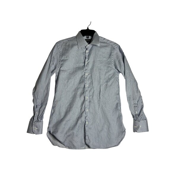 Giorgio Armani Italy L/S Button Down Blue Stripe Dress Shirt Mens 14.5 - 37 - Picture 1 of 6